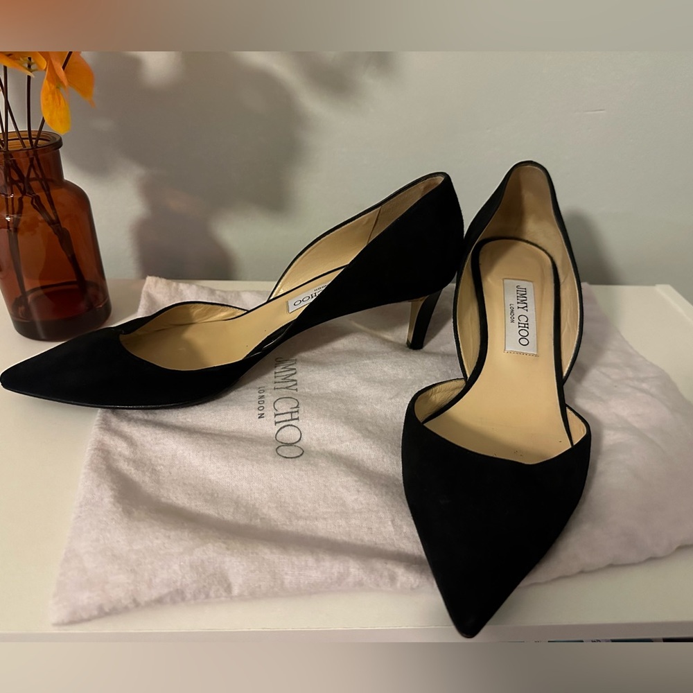 Jimmy Choo Suede D'Orsay Kitten Heels, Size 39.5